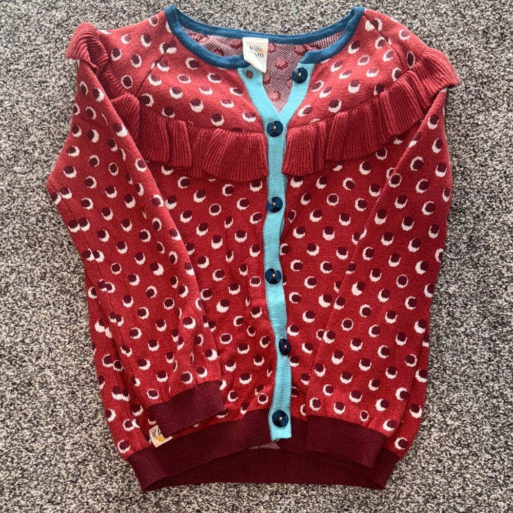 Wildflowers Red Moon Pattern Kids Cardigan